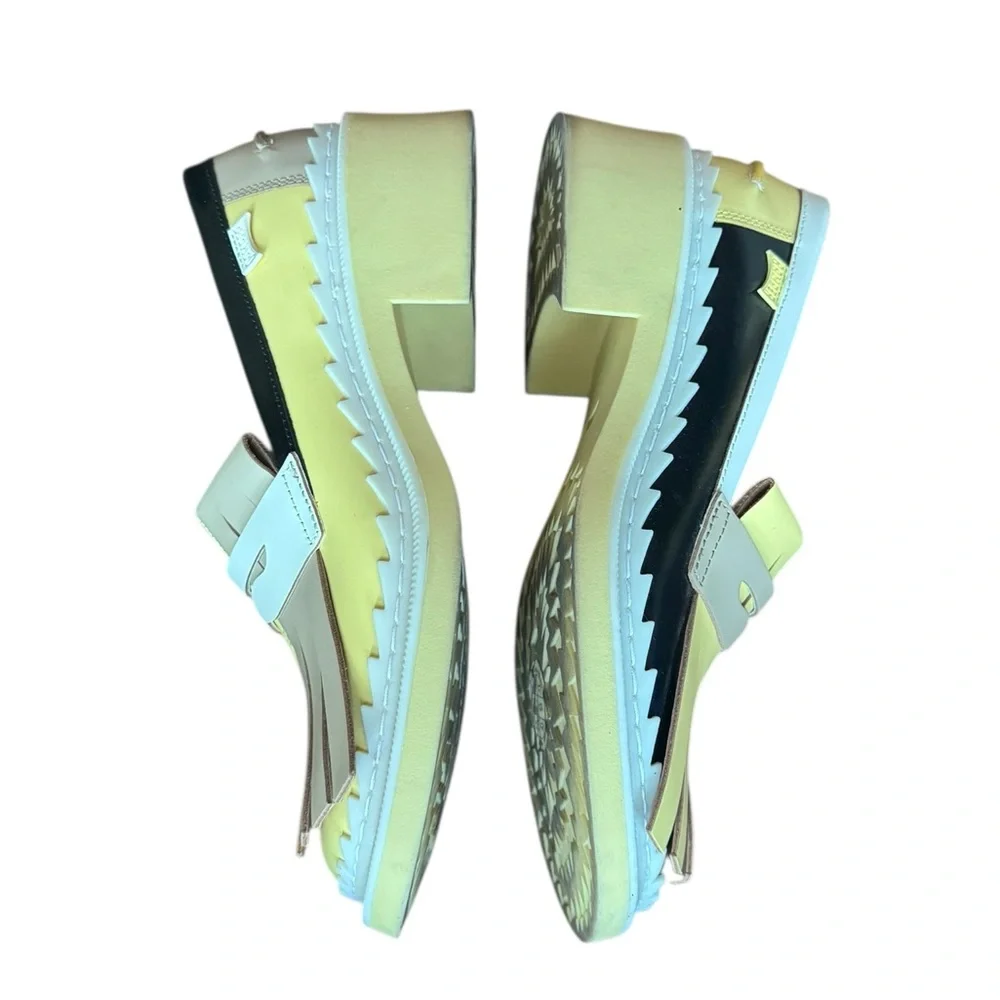 Camper Two-Tone Yellow, Black & Cream Kiltie Loafers - Picture 12 of 15